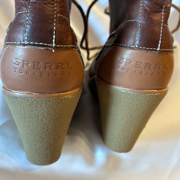 SPERRY top-siders Bailey brown leather wedge leather laces - Picture 4 of 12